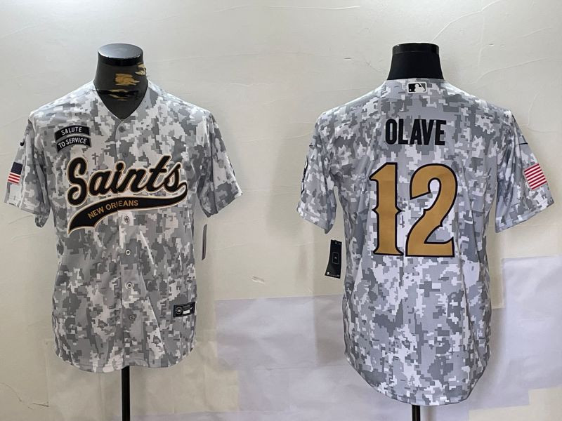 Men New Orleans Saints 12 Olave Nike Arctic Camo 2024 Salute to Service Limited NFL Jersey style 9